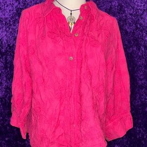 Tru Luxe Jeans Fuchsia Button-Down Shirt